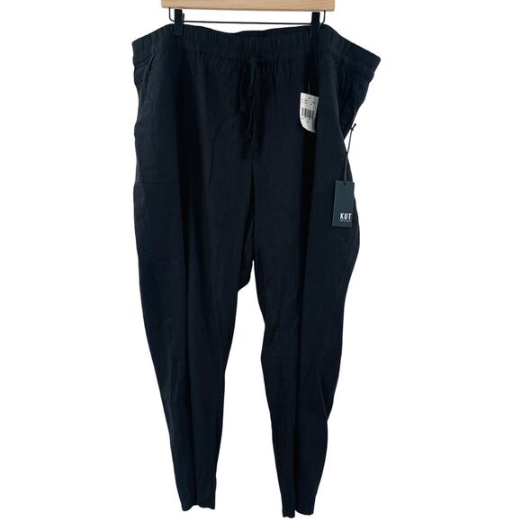 KUT FROM THE KLOTH Pants Size 2X Linen Blend Smocked Drawstring Pockets NWT - Picture 2 of 15